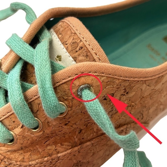 KEDS Kate Spade Cork Corkie Sneakers Shoes Lace Up Teal Green Rubber Soles - Picture 11 of 14